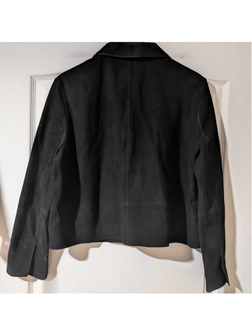 NEW Zara | Suede Leather Button-down Blazer In Black - Picture 3 of 15